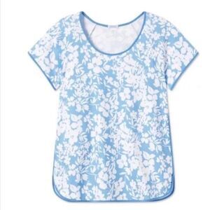 LAKE Pajama Top 100% Pima Cotton Blue Floral Size L